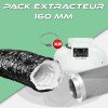Extractor Pack - PK 160 TC + Rhino PRO Carbon Filter Ø160-H500 + 3m Phonic Sheath Ø160mm + clamps x2
