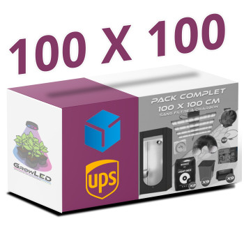 Complete pack 100x100cm – SpectraWild S320 - Hydoshoot 100 - Ventilation kit without carbon filter - Pots and potting soil