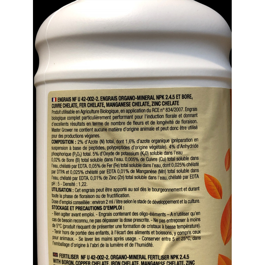 Master Grower Bio Vegan - Engrais de Floraison - HydroPassion