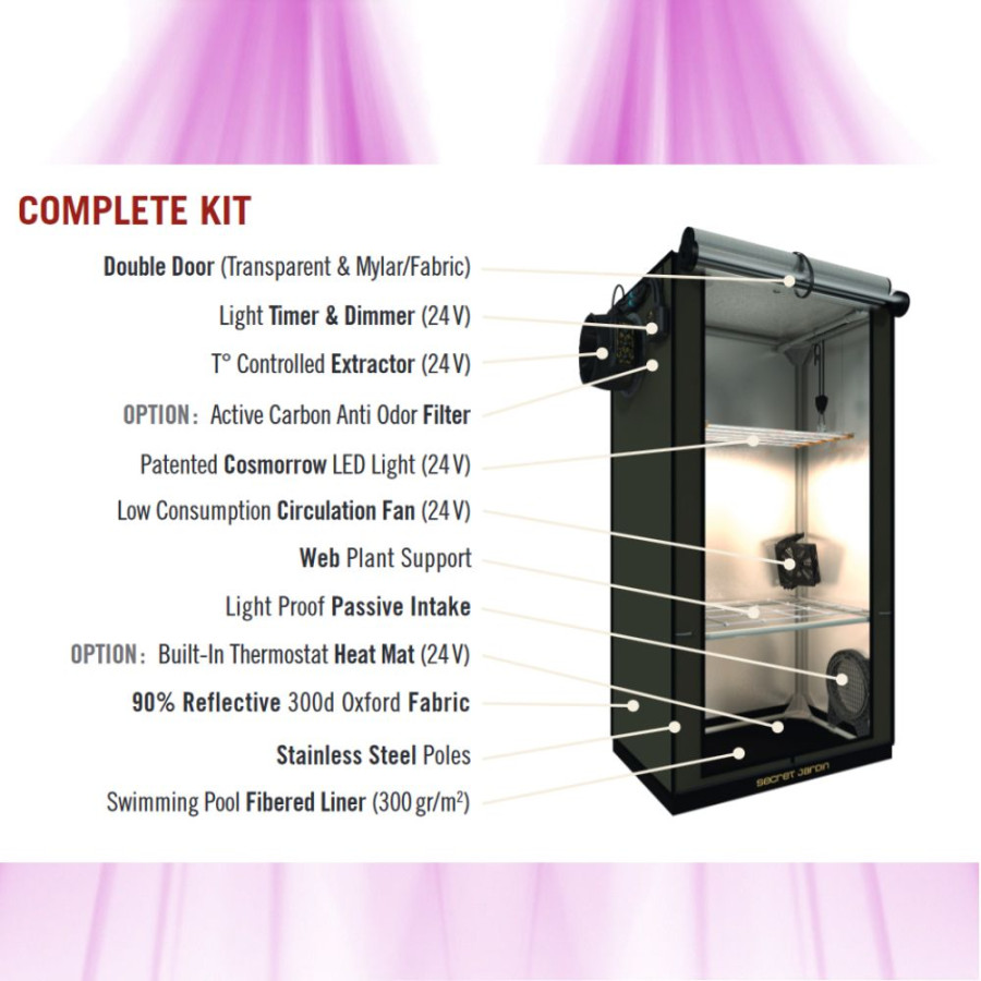 Kit complet Secret Jardin For Twenty 100 60x40x116cm - Chambre de culture avec lampe