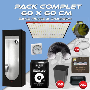 Complete pack 60x60cm &ndash; Rhino 130 Pro - Box Hydroshoot 60 - Ventilation kit without carbon filter - Pots and potting soil