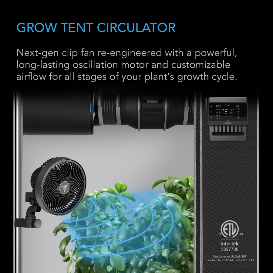 AC Infinity CLOUDRAY S6 Gen 2 – oscillating clip fan 150 mm, 10 speeds (AC-CCS6)
