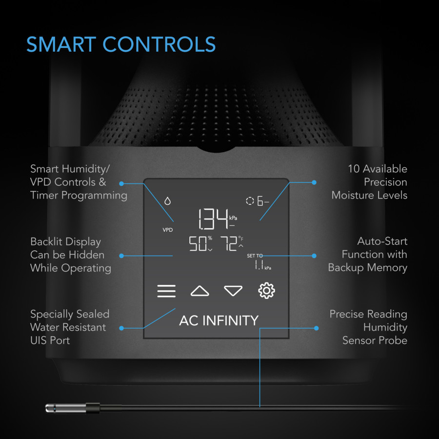 AC Infinity Cloudforge T3 - AC-CFT3 - 4.5L Smart Humidifier with Sensor