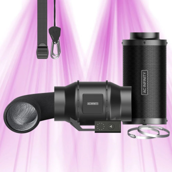 150 mm Filtration Kit with Silent Air Extractor, Carbon Filter and Duct - Speed Controller - AC INFINITY