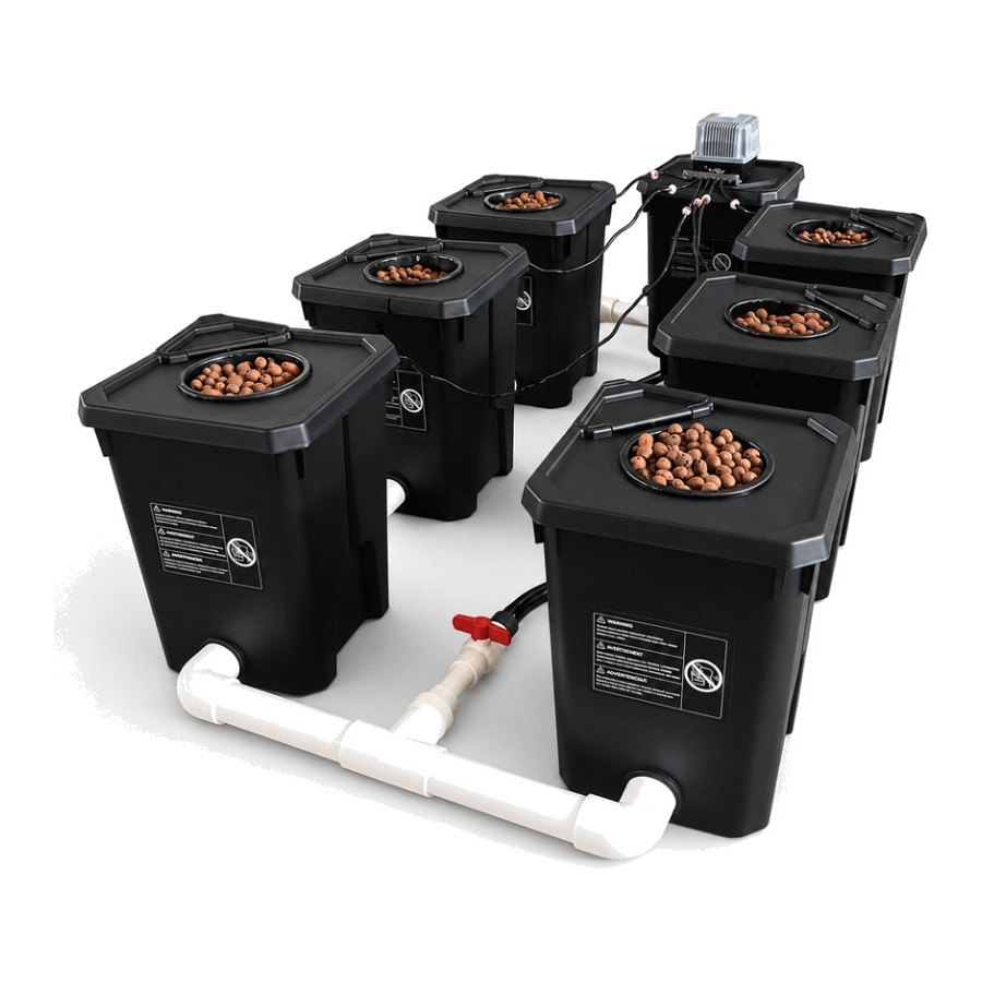 6-Pot RDWC Hydroponic System 27L – Recirculation & Root Oxygenation