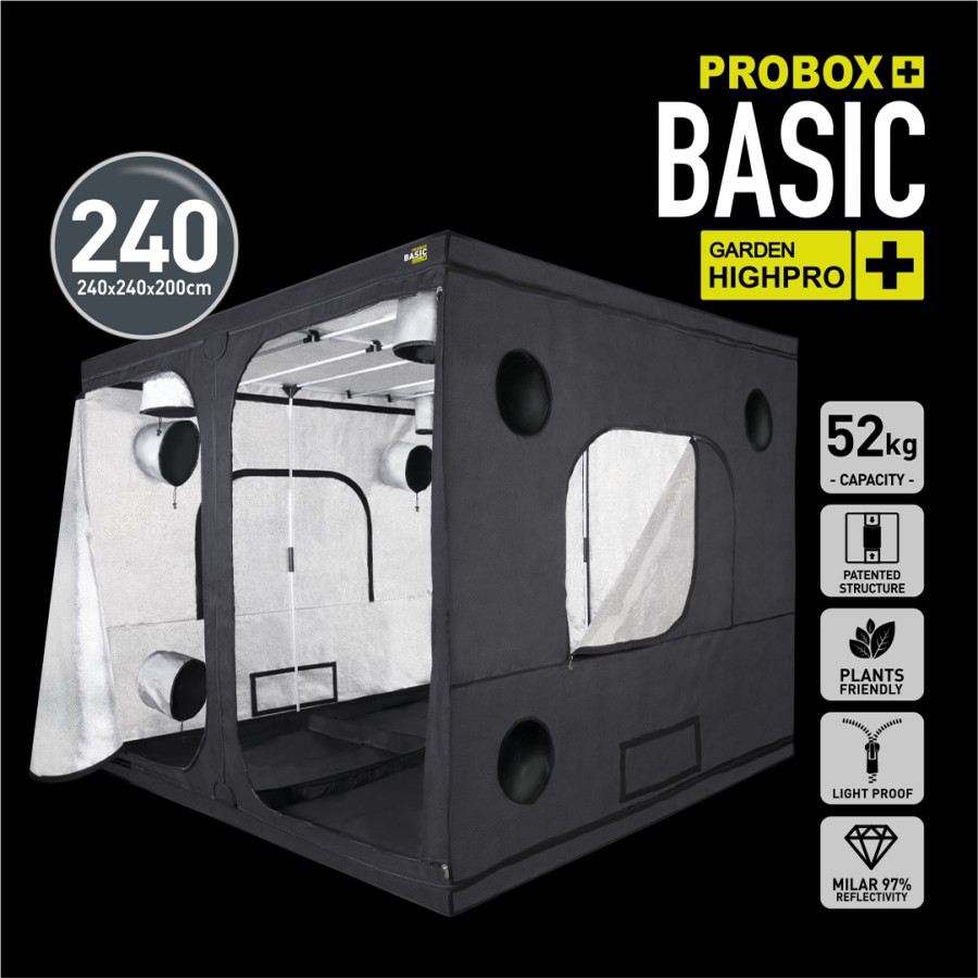 Garden HighPro Probox Basic 240 grow tent with doors open, 240 × 240 × 200 cm
