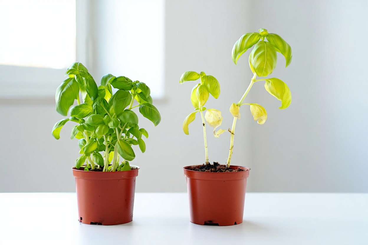 Plant experiment without light: results in a dark indoor space