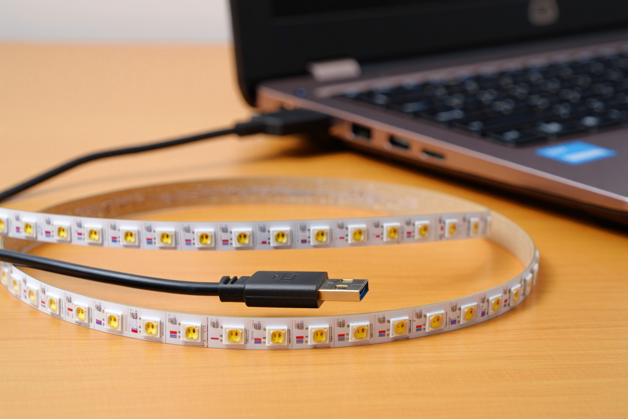 Flexible White 5V USB LED Strip - LED Light Strip for PC and TV
