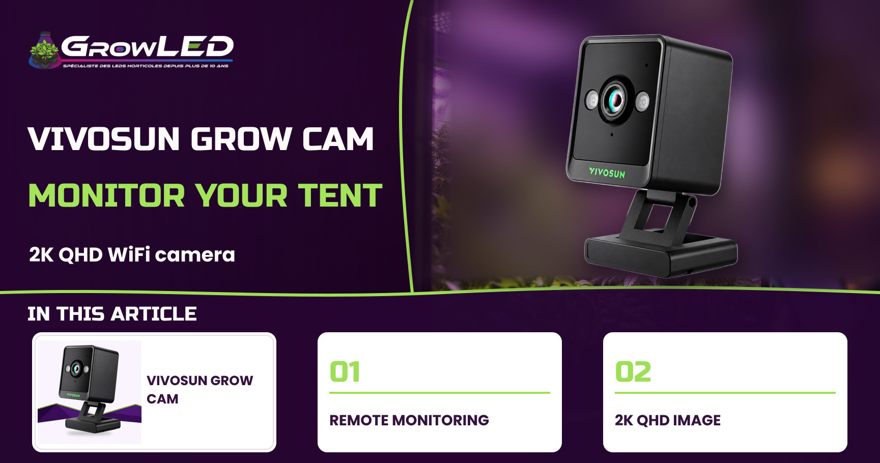 VIVOSUN Grow Cam 6mm 2K QHD WiFi Grow Camera