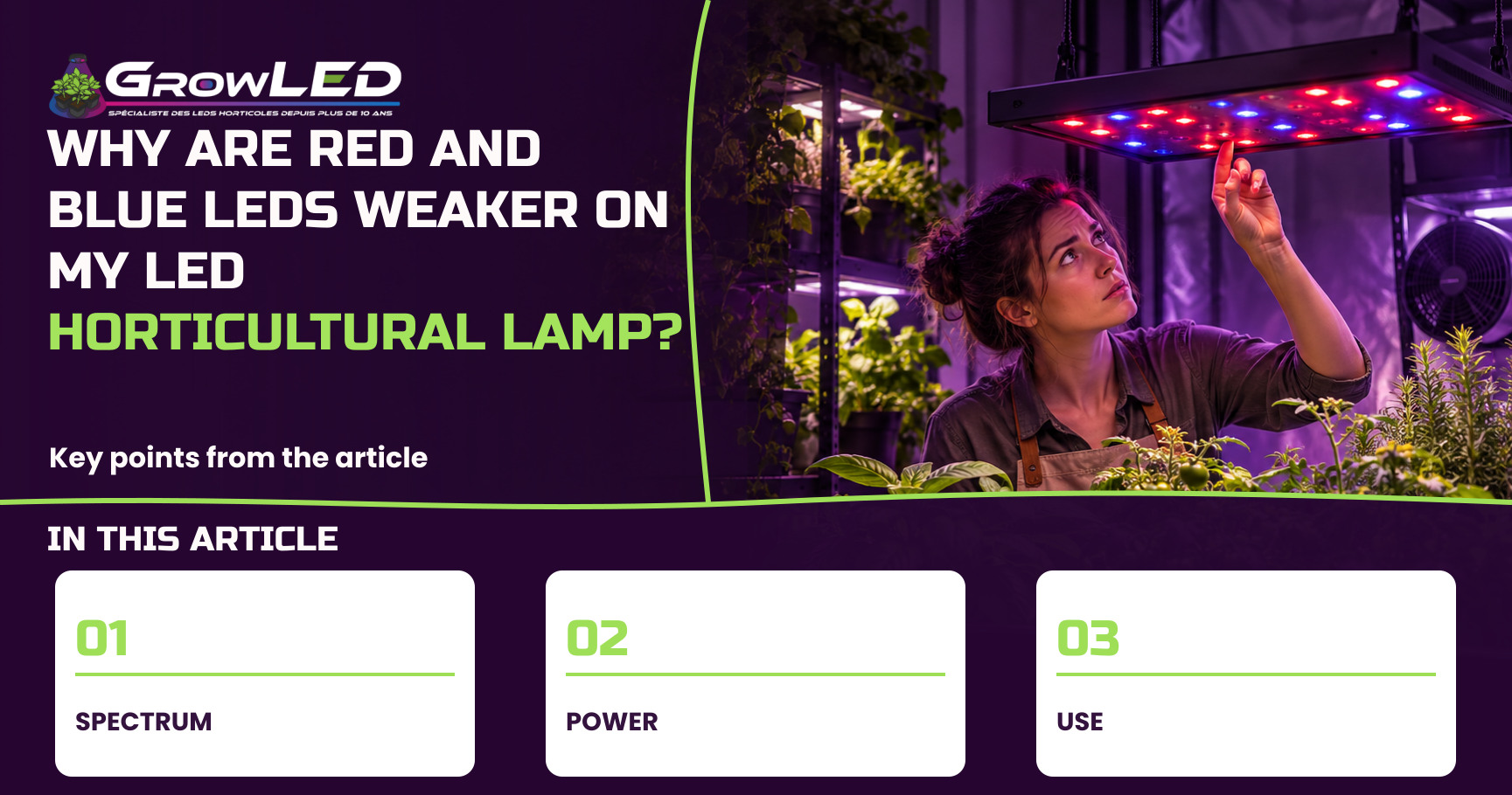 Why are red and blue LEDs weaker on my LED horticultural lamp?