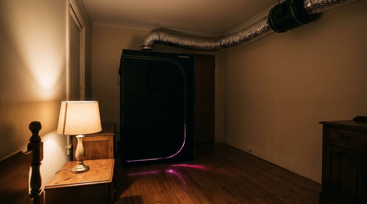 Indoor growing at night, silent extraction in a living space