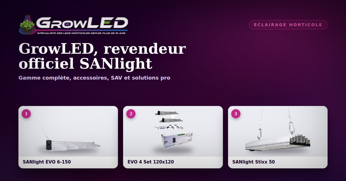 GrowLED is an official SANlight reseller: full range, accessories, support and pro solutions
